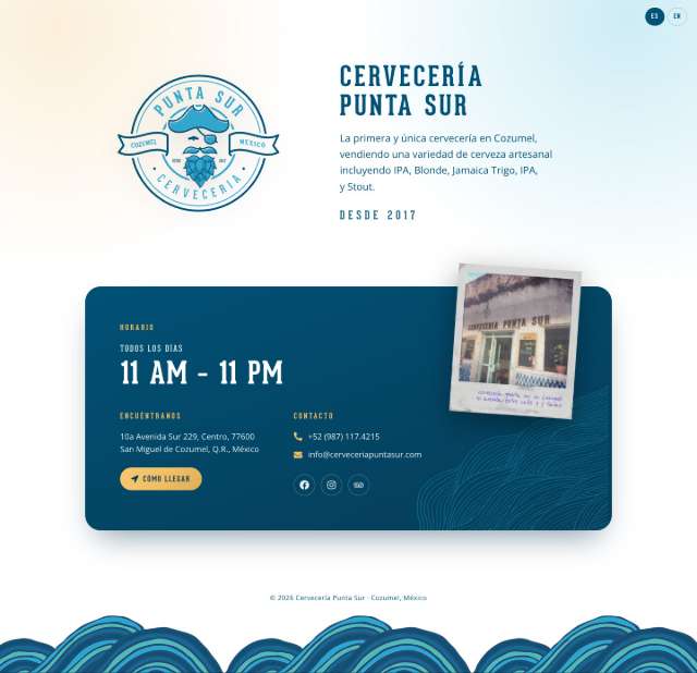 cerveceriapuntasur.com home page, captured 27 September 2026