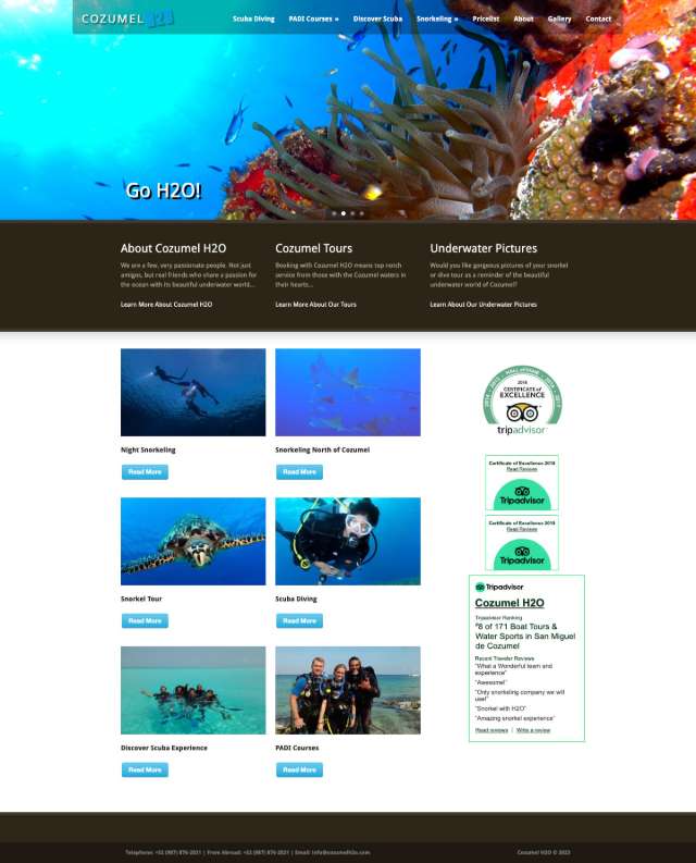 cozumelh2o.com home page, captured 28 September 2026
